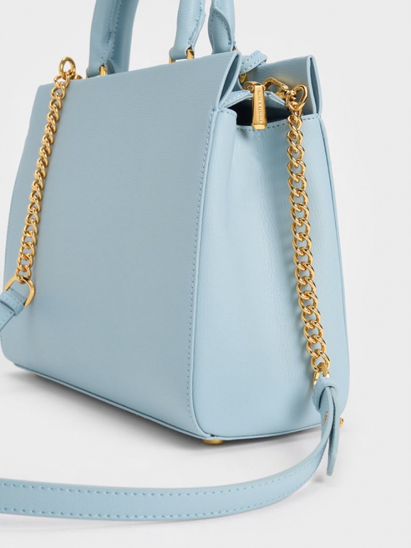 Charles And Keith Mirabelle Structured Handbag Blue | PHILIPPINES I869