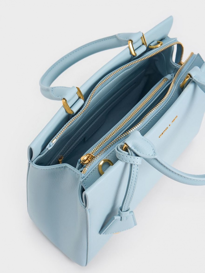 Charles And Keith Mirabelle Structured Handbag Blue | PHILIPPINES I869