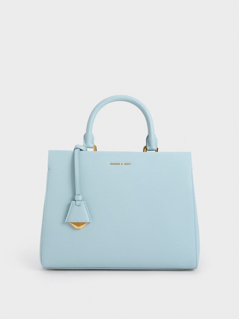 Charles And Keith Mirabelle Structured Handbag Blue | PHILIPPINES I869