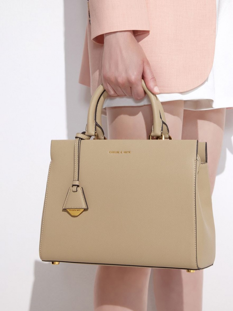 Charles And Keith Mirabelle Structured Handbag Brown | PHILIPPINES M905