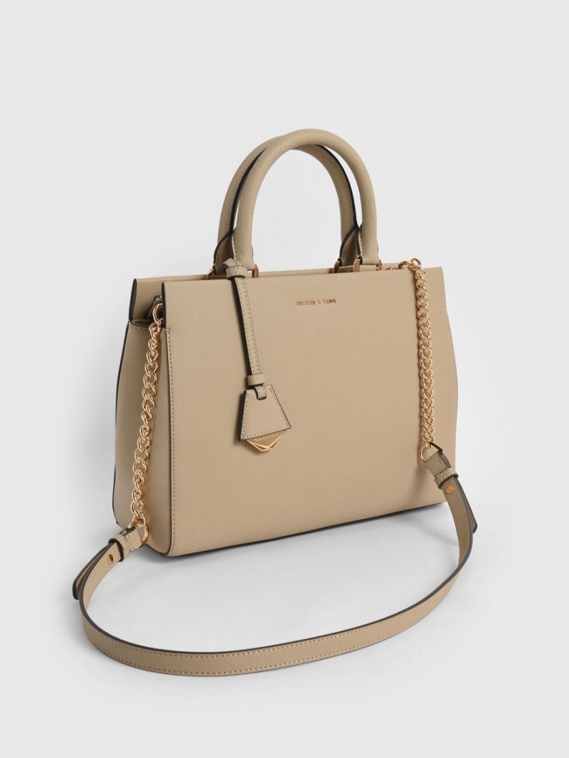 Charles And Keith Mirabelle Structured Handbag Brown | PHILIPPINES M905