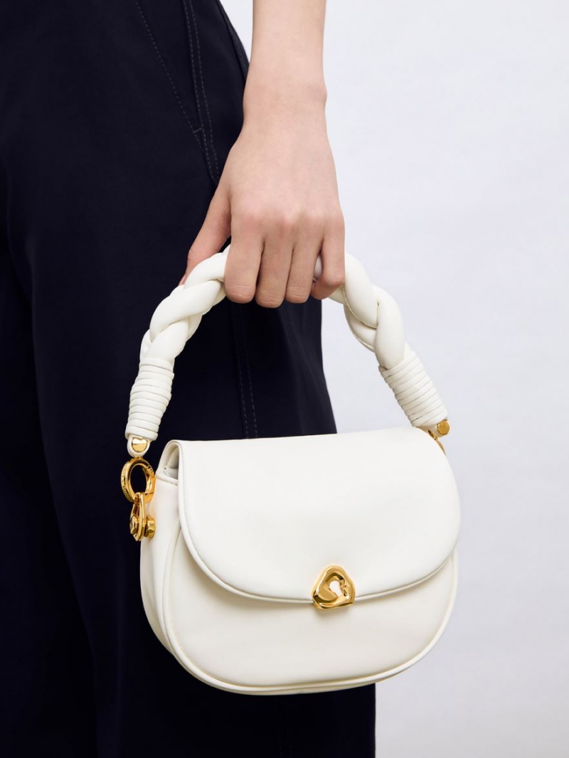 Charles And Keith Moira Braided Handbag White | PHILIPPINES R106