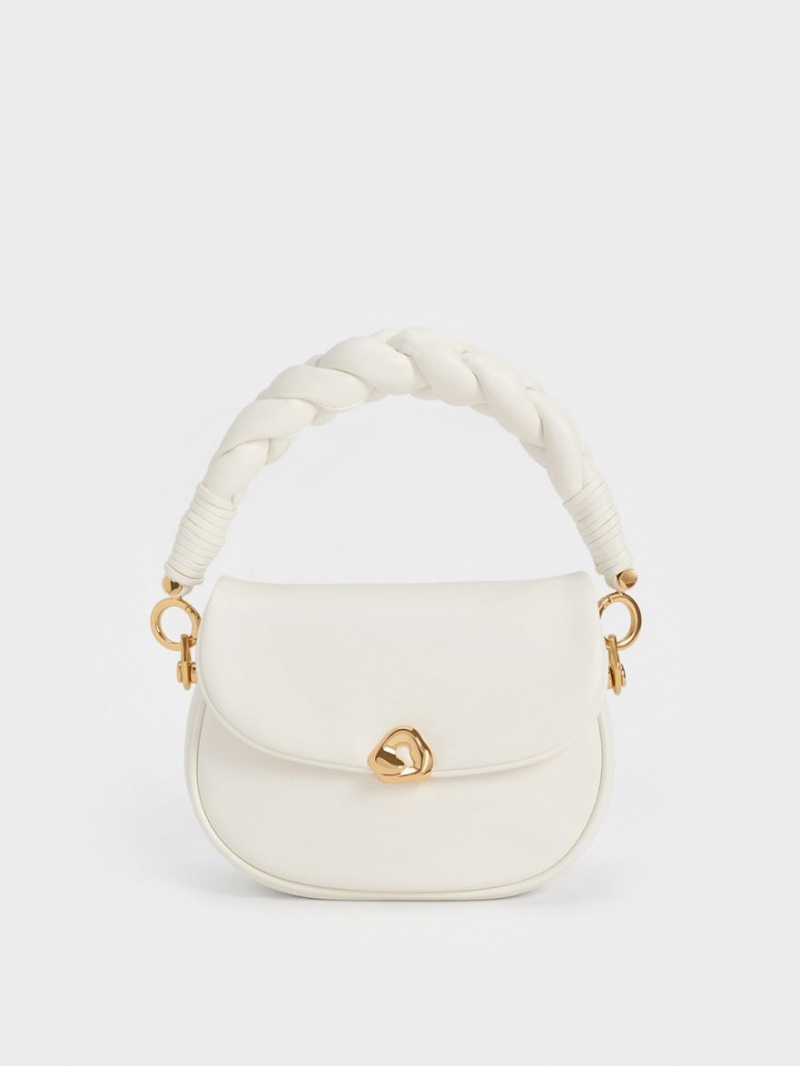 Charles And Keith Moira Braided Handbag White | PHILIPPINES R106