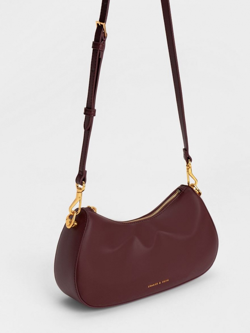 Charles And Keith Moira Sculptural Shoulder Bags Dark Chocolate | PHILIPPINES U374