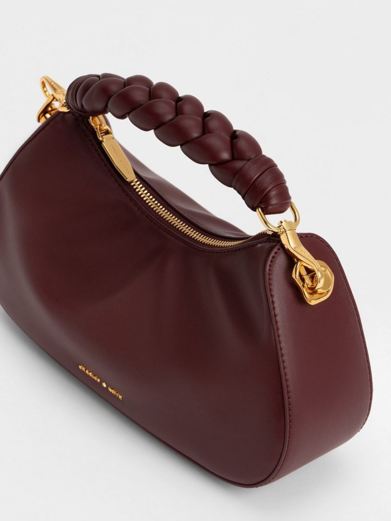 Charles And Keith Moira Sculptural Shoulder Bags Dark Chocolate | PHILIPPINES U374