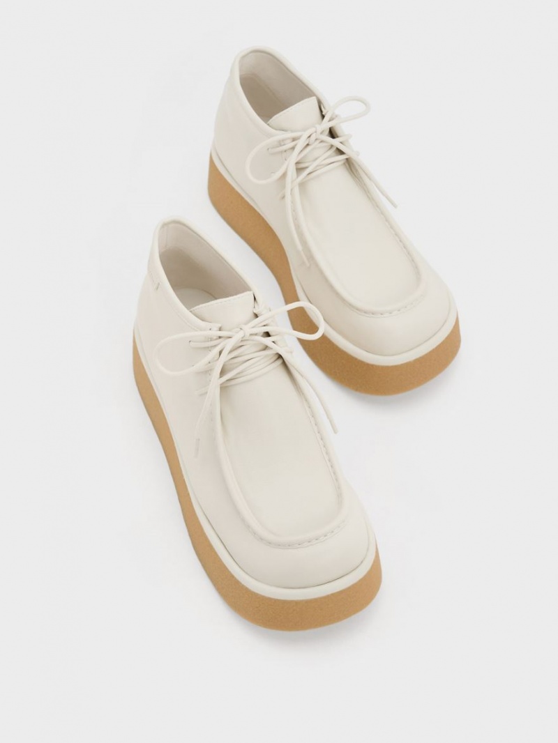 Charles And Keith Molly Flatform Ankle Boots Cream | PHILIPPINES O197