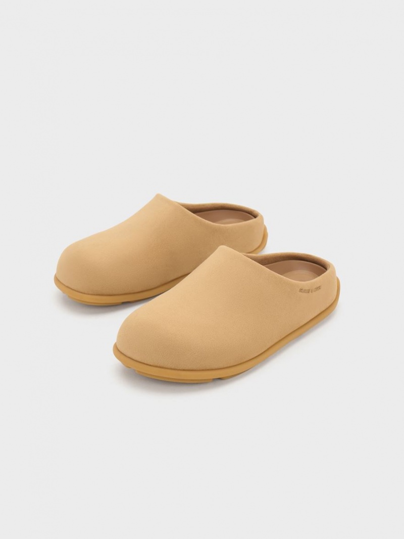 Charles And Keith Molly Textured Flat Mules Brown | PHILIPPINES W952