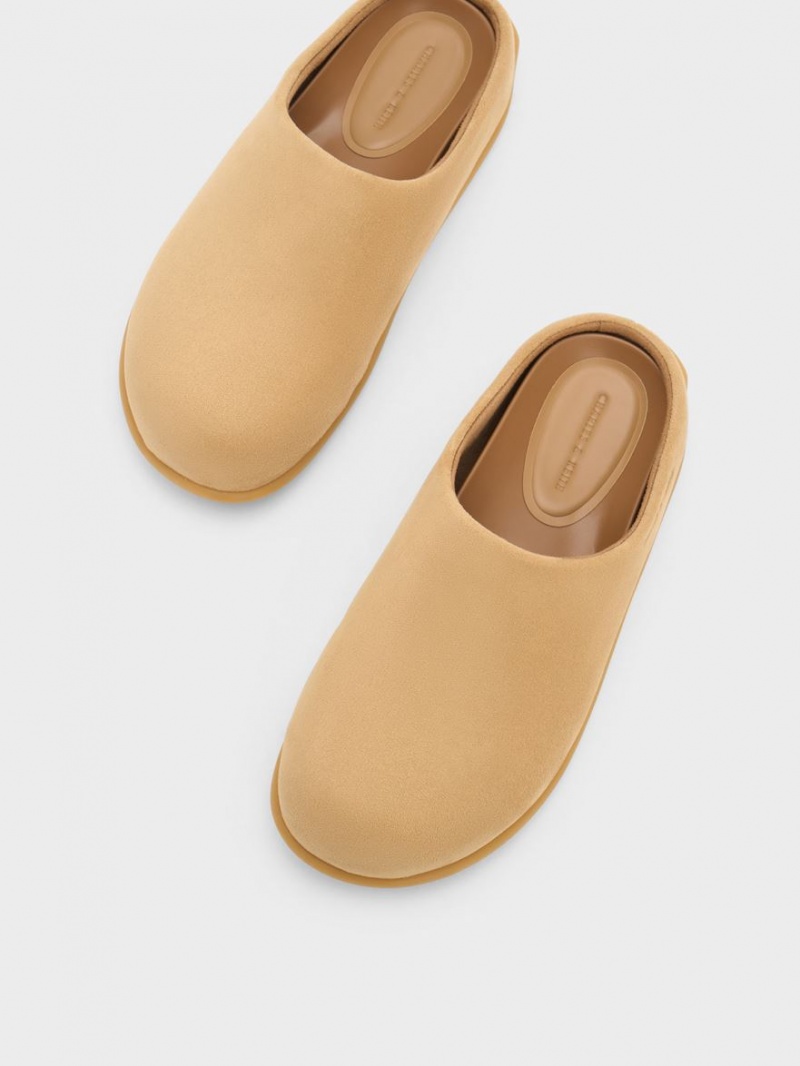 Charles And Keith Molly Textured Flat Mules Brown | PHILIPPINES W952