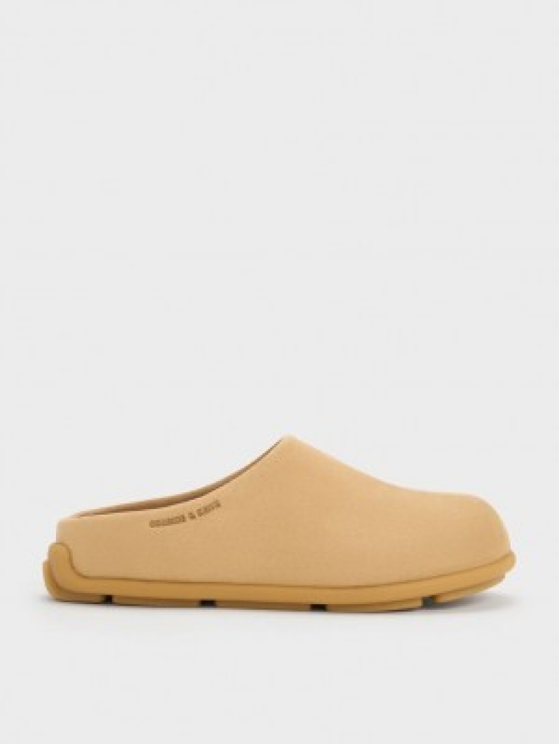 Charles And Keith Molly Textured Flat Mules Brown | PHILIPPINES W952