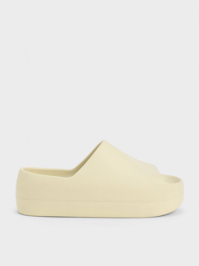 Charles And Keith Morgan Platform Slide Sandals Yellow | PHILIPPINES K204