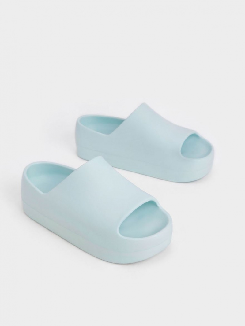 Charles And Keith Morgan Platform Slide Sandals Light Blue | PHILIPPINES M732