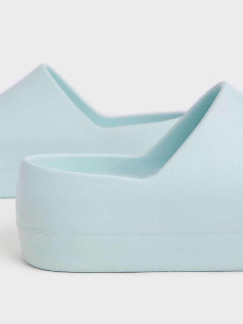 Charles And Keith Morgan Platform Slide Sandals Light Blue | PHILIPPINES M732