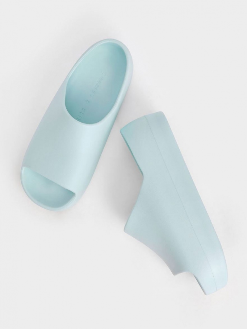 Charles And Keith Morgan Platform Slide Sandals Light Blue | PHILIPPINES M732