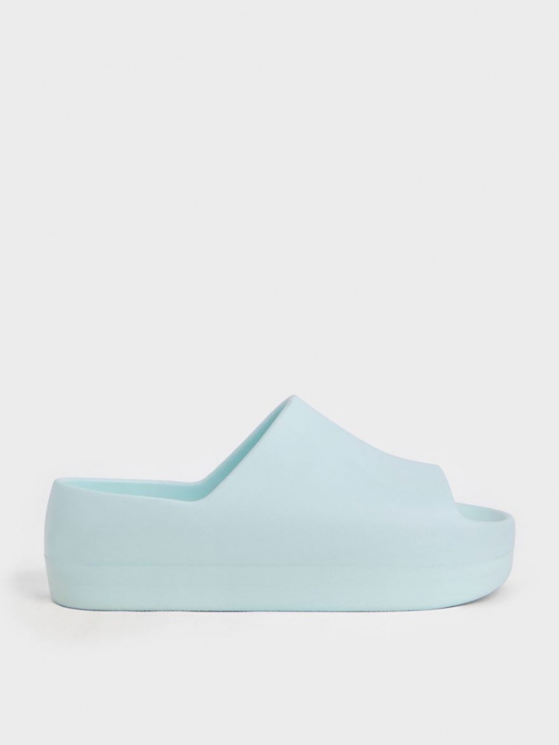 Charles And Keith Morgan Platform Slide Sandals Light Blue | PHILIPPINES M732