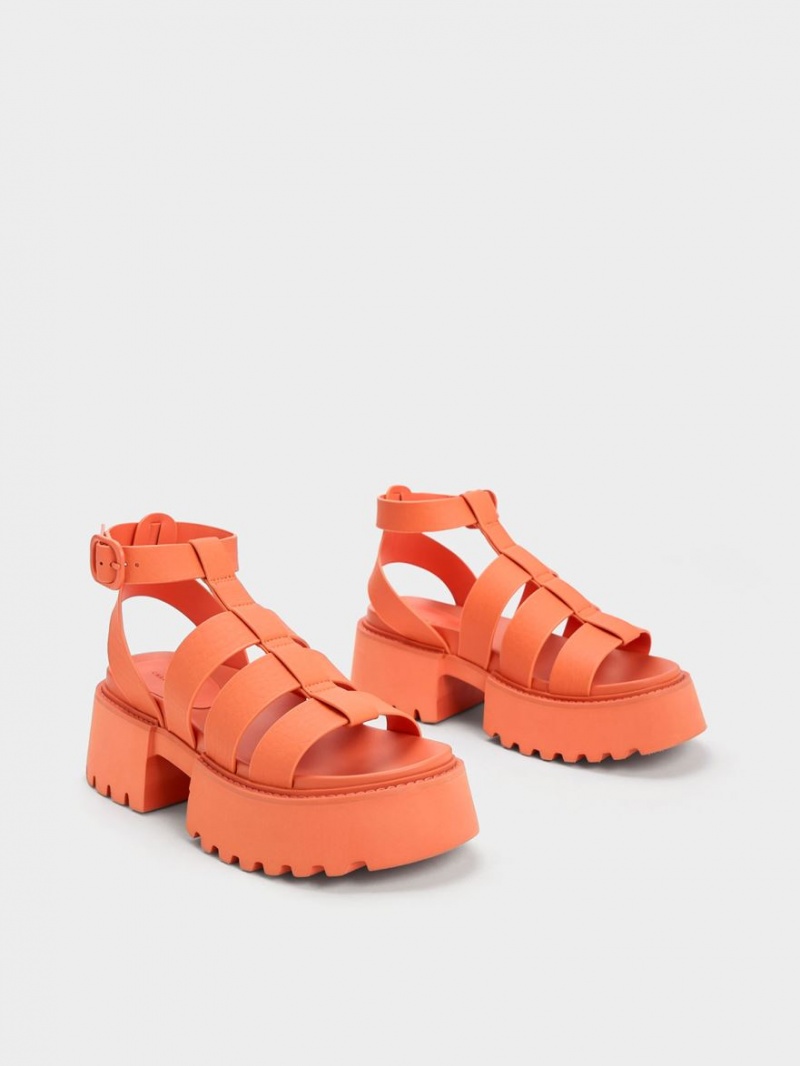 Charles And Keith Nadine Gladiator Platform Sandals Orange | PHILIPPINES G086