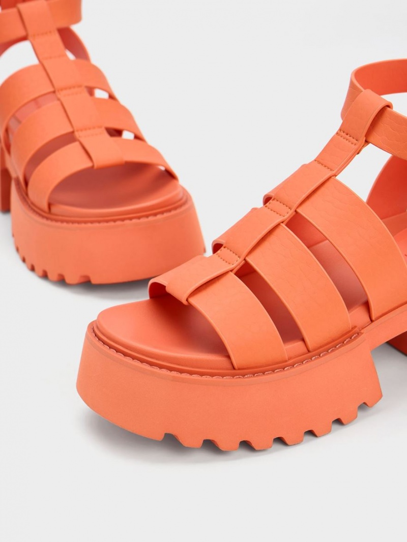 Charles And Keith Nadine Gladiator Platform Sandals Orange | PHILIPPINES G086