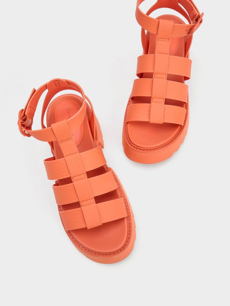 Charles And Keith Nadine Gladiator Platform Sandals Orange | PHILIPPINES G086