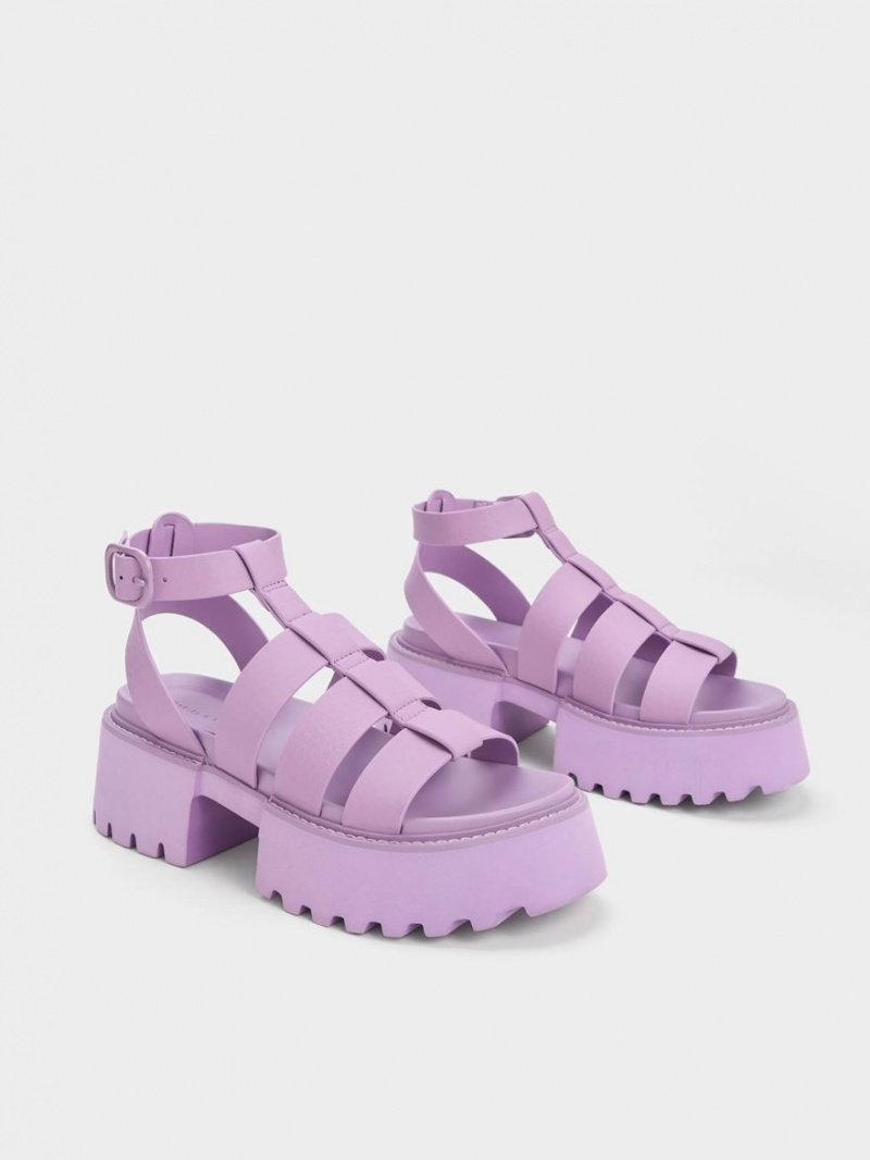 Charles And Keith Nadine Gladiator Platform Sandals Purple | PHILIPPINES W079