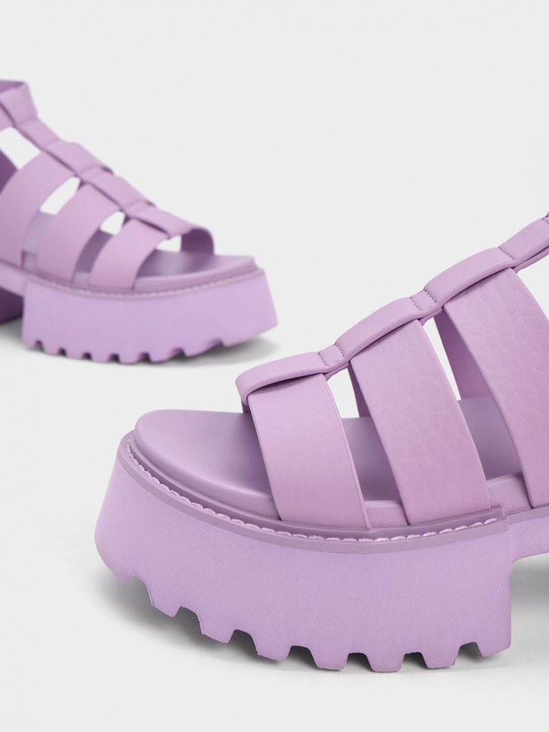 Charles And Keith Nadine Gladiator Platform Sandals Purple | PHILIPPINES W079