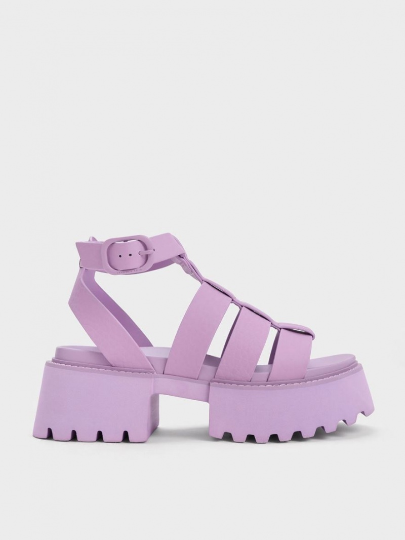 Charles And Keith Nadine Gladiator Platform Sandals Purple | PHILIPPINES W079