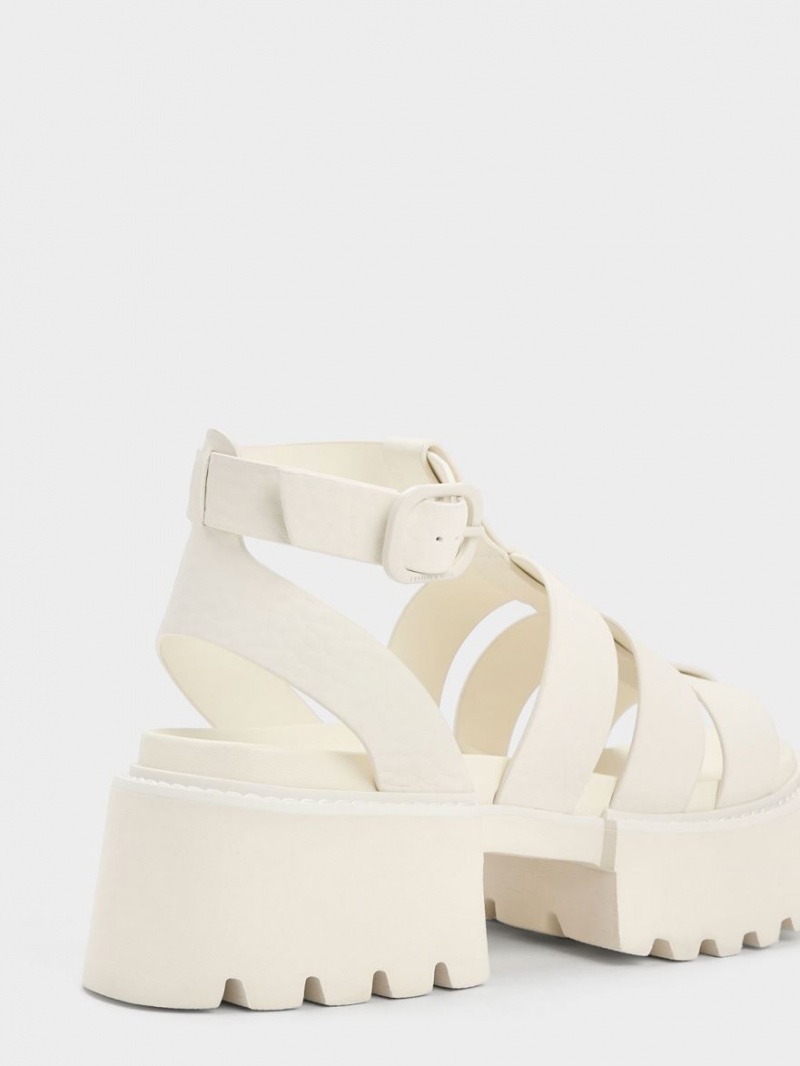 Charles And Keith Nadine Gladiator Platform Sandals White | PHILIPPINES Y916