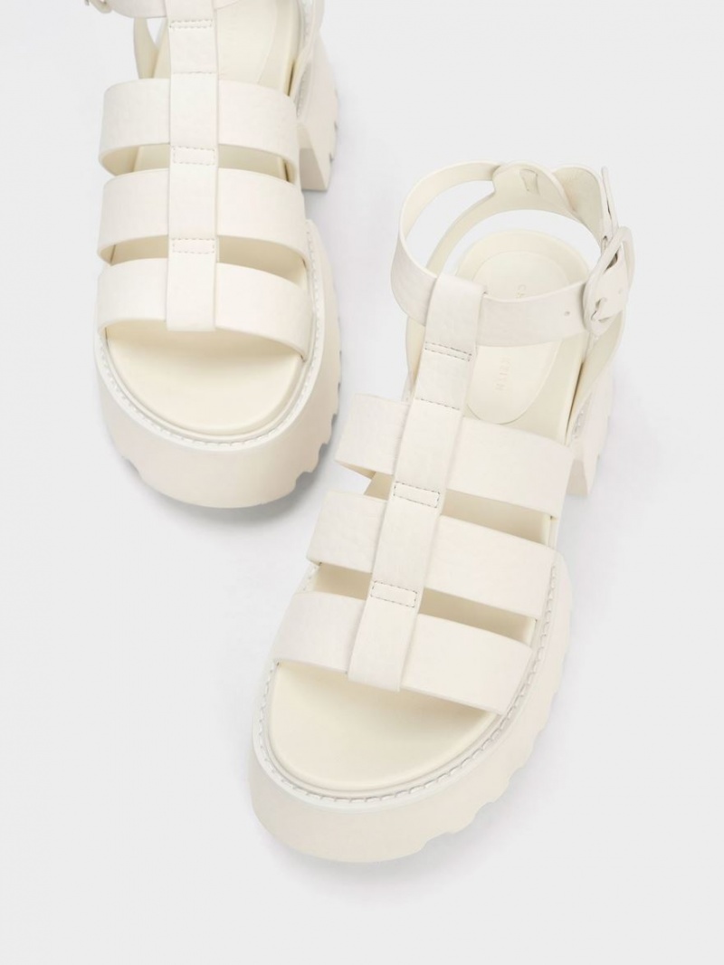 Charles And Keith Nadine Gladiator Platform Sandals White | PHILIPPINES Y916