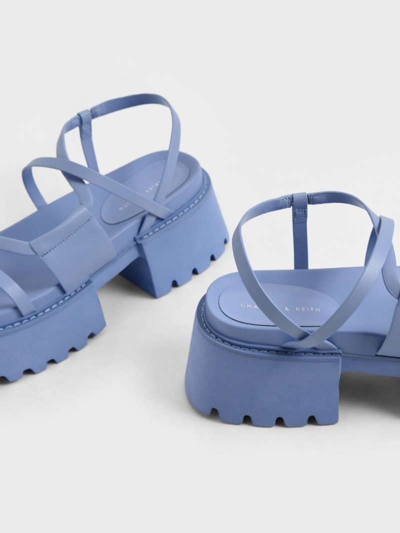 Charles And Keith Nadine Strappy Platform Sandals Blue | PHILIPPINES I329