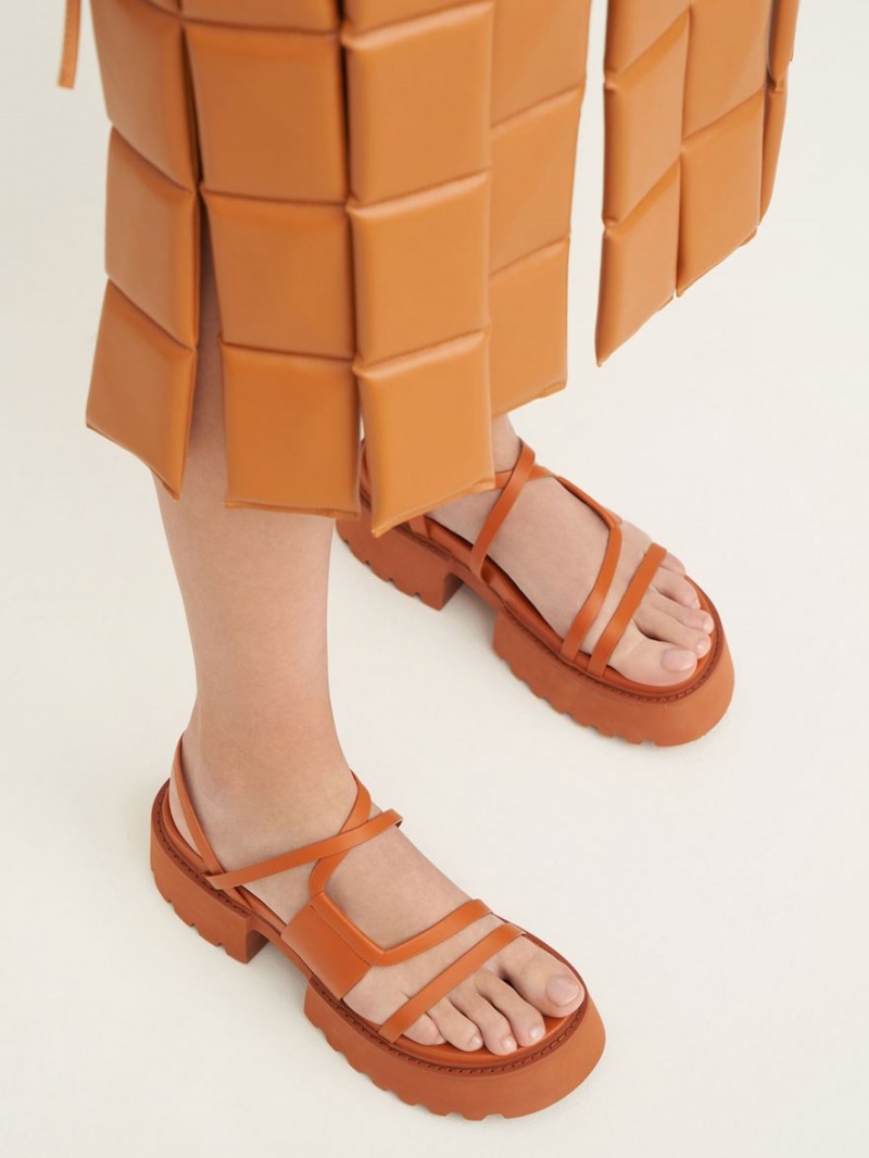 Charles And Keith Nadine Strappy Platform Sandals Orange | PHILIPPINES R824