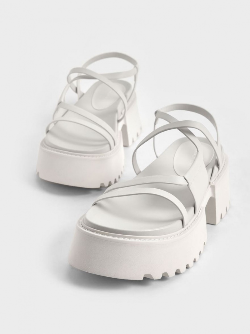 Charles And Keith Nadine Strappy Platform Sandals White | PHILIPPINES W093