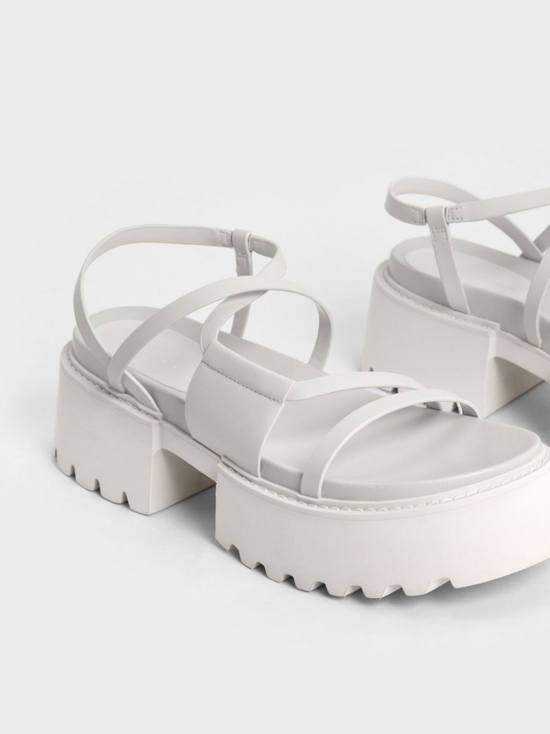 Charles And Keith Nadine Strappy Platform Sandals White | PHILIPPINES W093