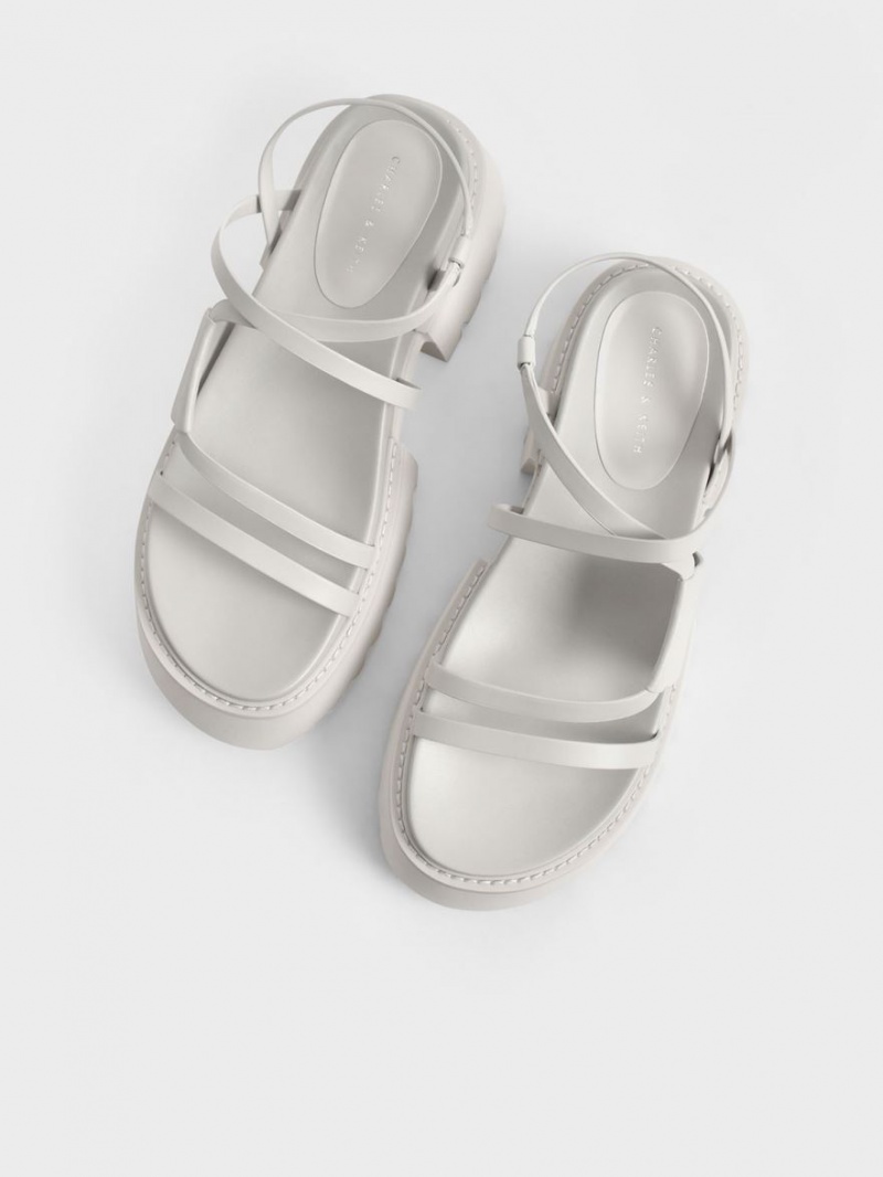 Charles And Keith Nadine Strappy Platform Sandals White | PHILIPPINES W093