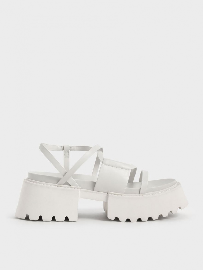 Charles And Keith Nadine Strappy Platform Sandals White | PHILIPPINES W093