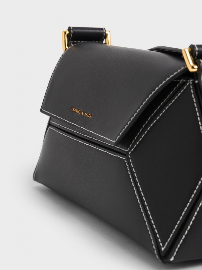 Charles And Keith Nasrin Geometric Shoulder Bags Black | PHILIPPINES Z186