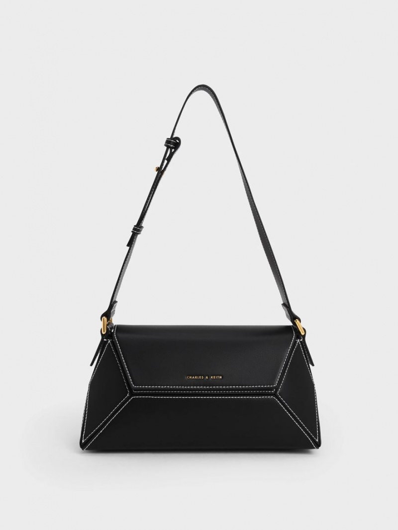 Charles And Keith Nasrin Geometric Shoulder Bags Black | PHILIPPINES Z186