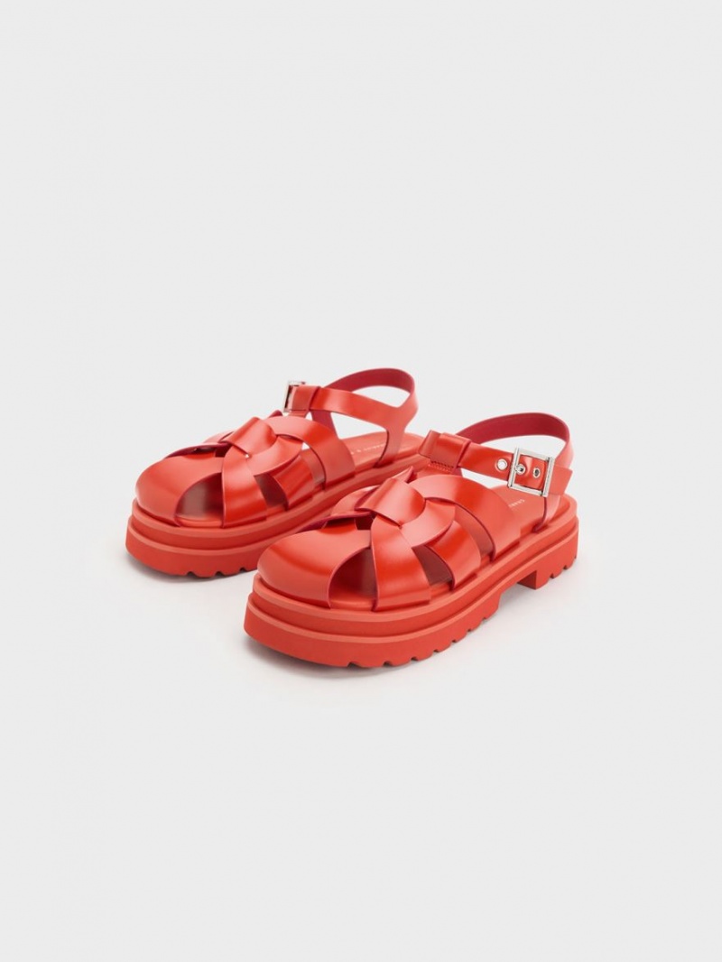 Charles And Keith Nell Gladiator Platform Sandals Red | PHILIPPINES P483