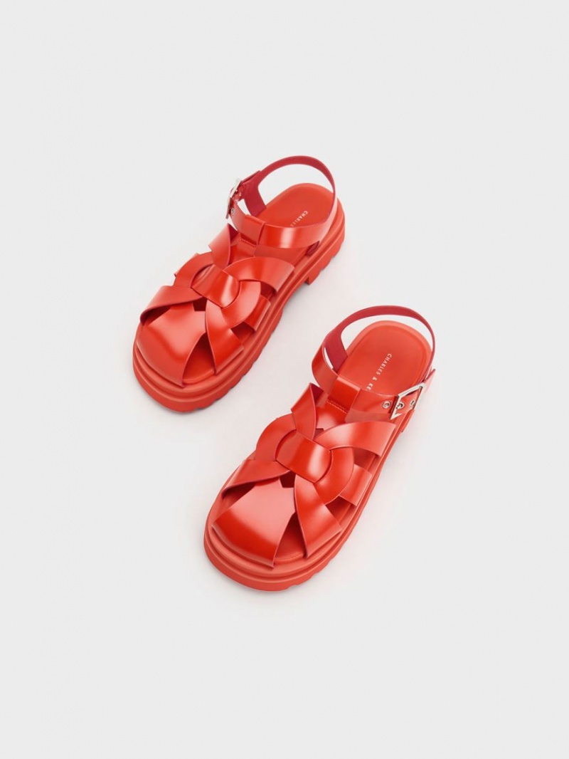 Charles And Keith Nell Gladiator Platform Sandals Red | PHILIPPINES P483