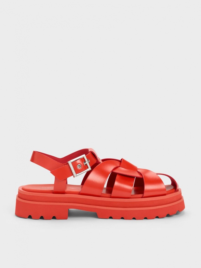 Charles And Keith Nell Gladiator Platform Sandals Red | PHILIPPINES P483