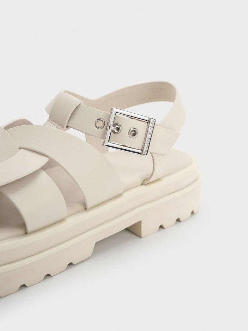 Charles And Keith Nell Gladiator Platform Sandals White | PHILIPPINES S892