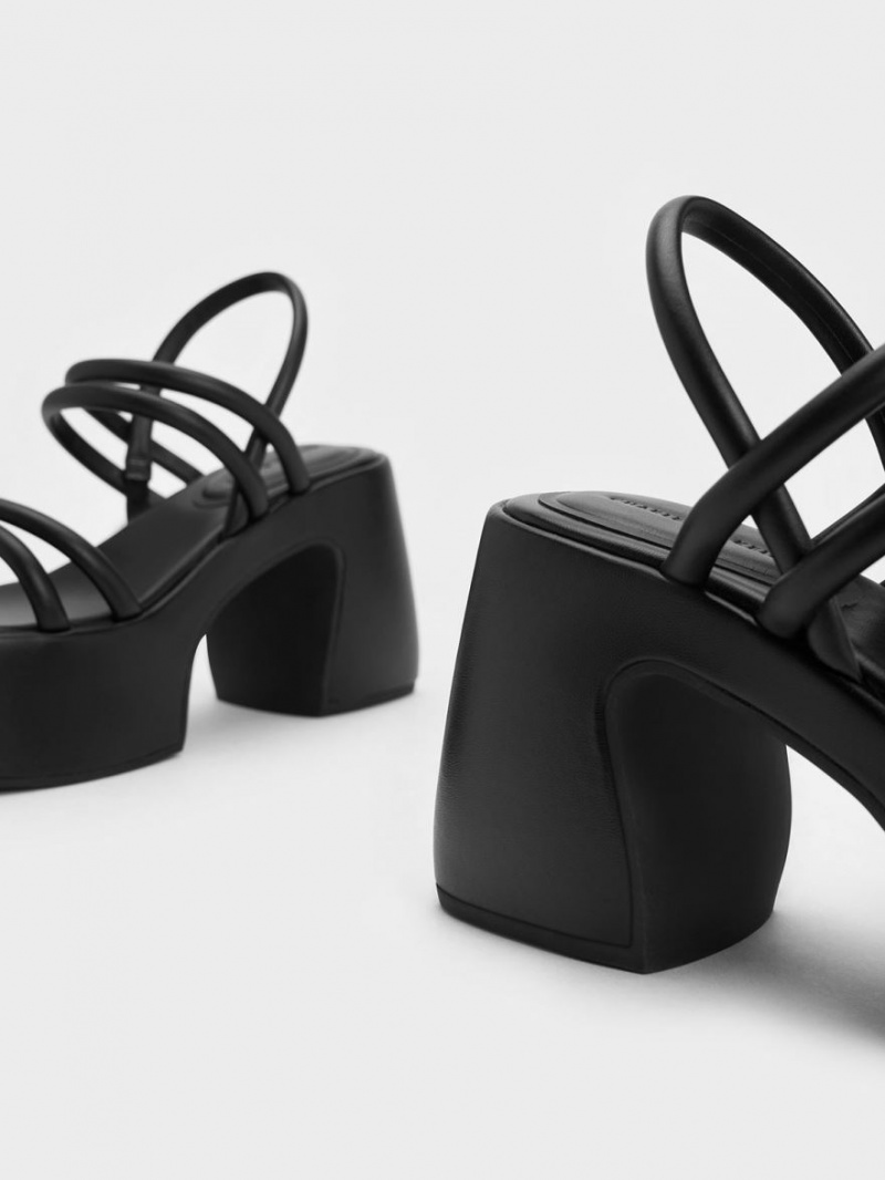 Charles And Keith Nerissa Tubular​ Platform Sandals Black | PHILIPPINES P012