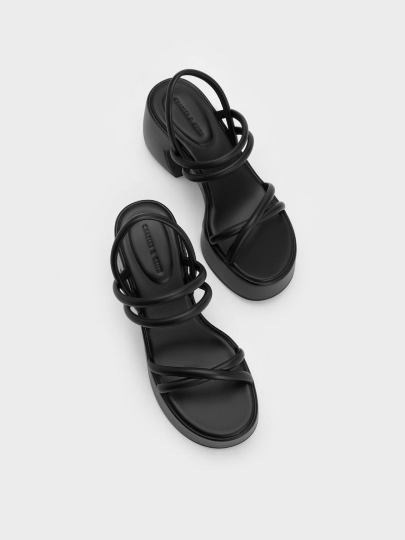 Charles And Keith Nerissa Tubular​ Platform Sandals Black | PHILIPPINES P012