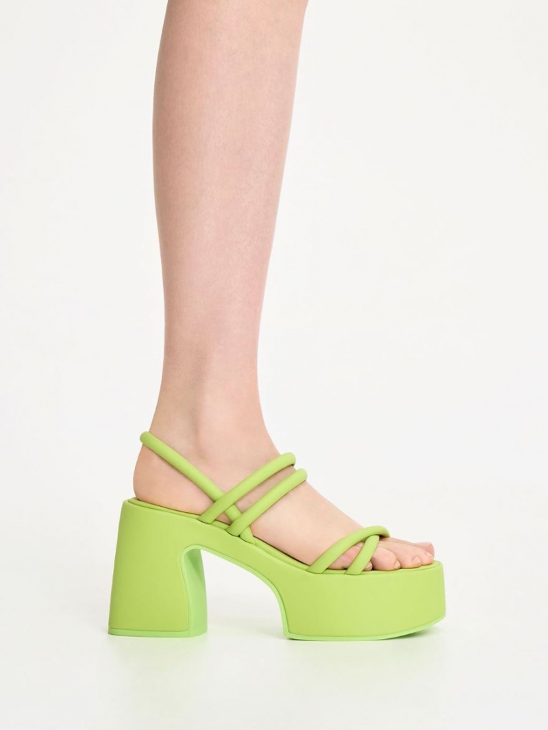 Charles And Keith Nerissa Tubular​ Platform Sandals Light Green | PHILIPPINES A674