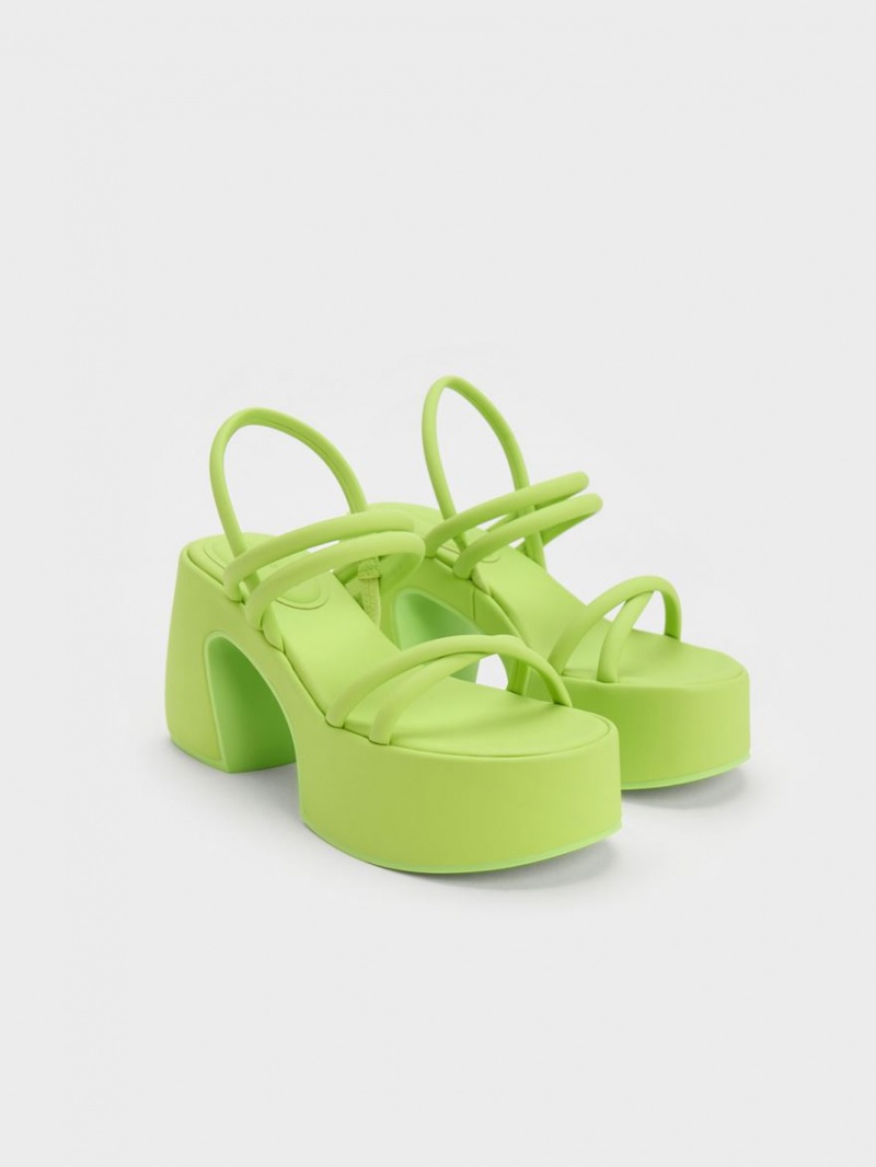 Charles And Keith Nerissa Tubular​ Platform Sandals Light Green | PHILIPPINES A674