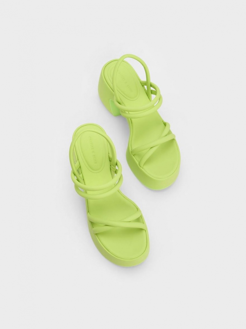 Charles And Keith Nerissa Tubular​ Platform Sandals Light Green | PHILIPPINES A674