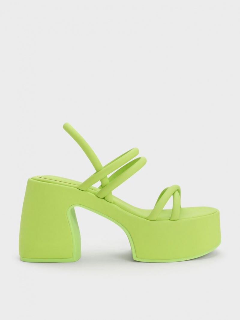 Charles And Keith Nerissa Tubular​ Platform Sandals Light Green | PHILIPPINES A674