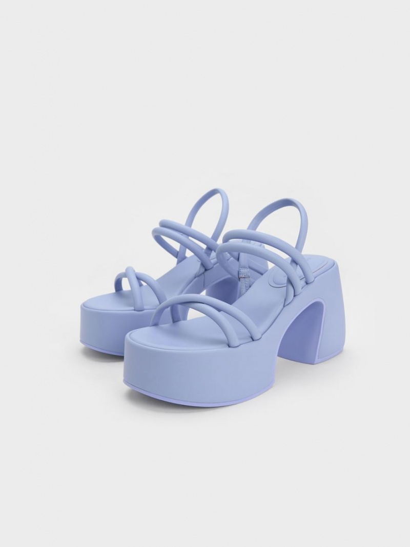 Charles And Keith Nerissa Tubular​ Platform Sandals Purple | PHILIPPINES M849