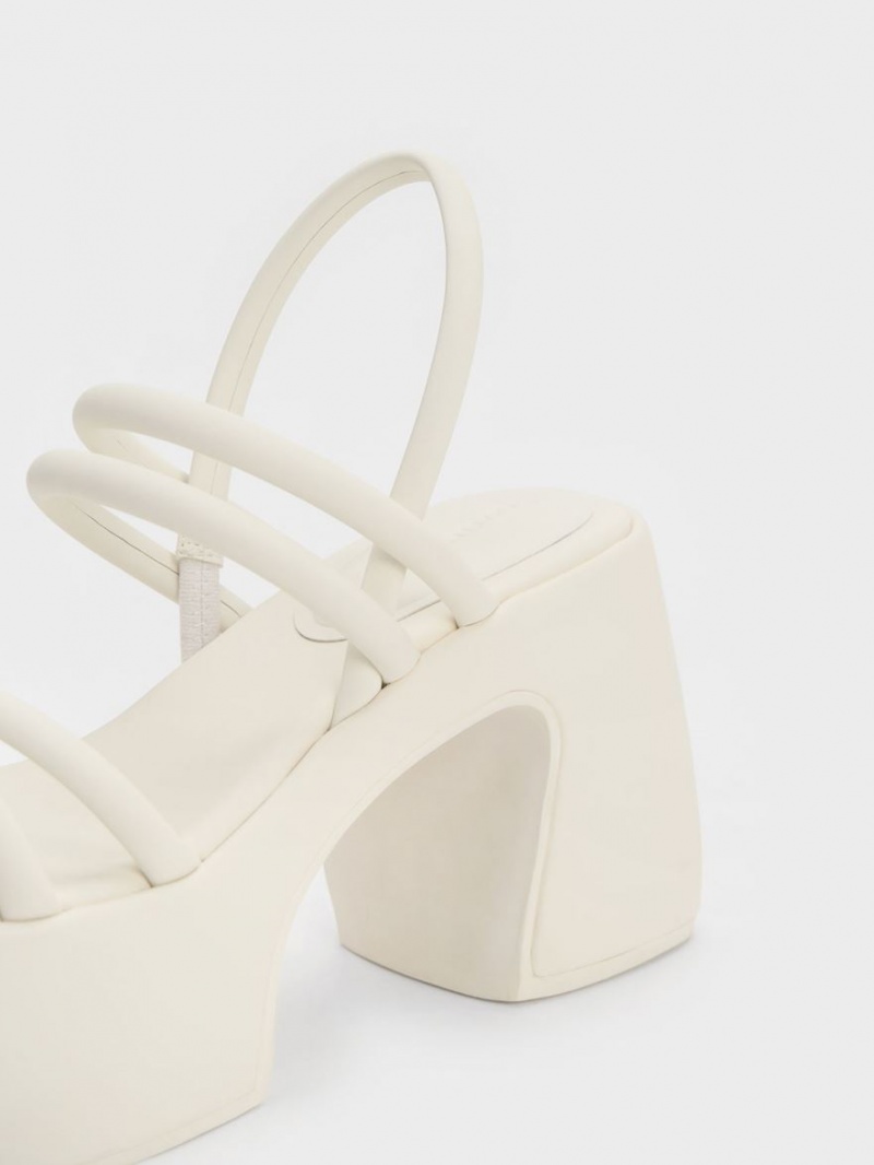 Charles And Keith Nerissa Tubular​ Platform Sandals White | PHILIPPINES R108