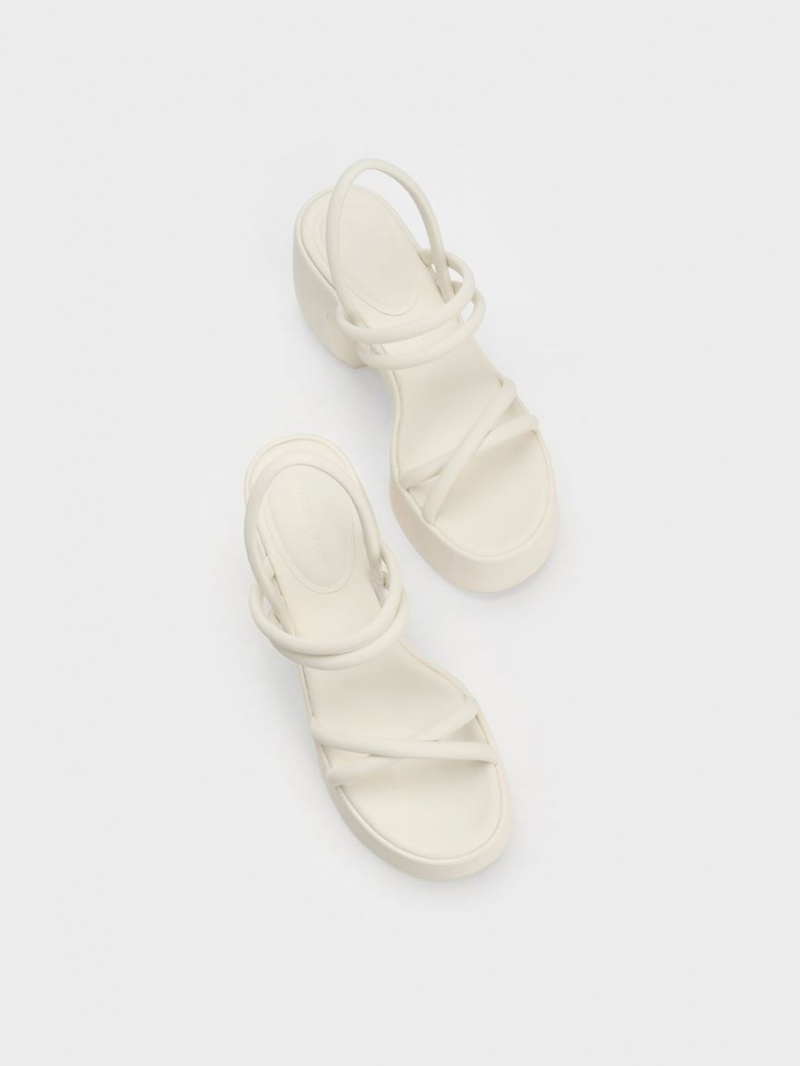 Charles And Keith Nerissa Tubular​ Platform Sandals White | PHILIPPINES R108