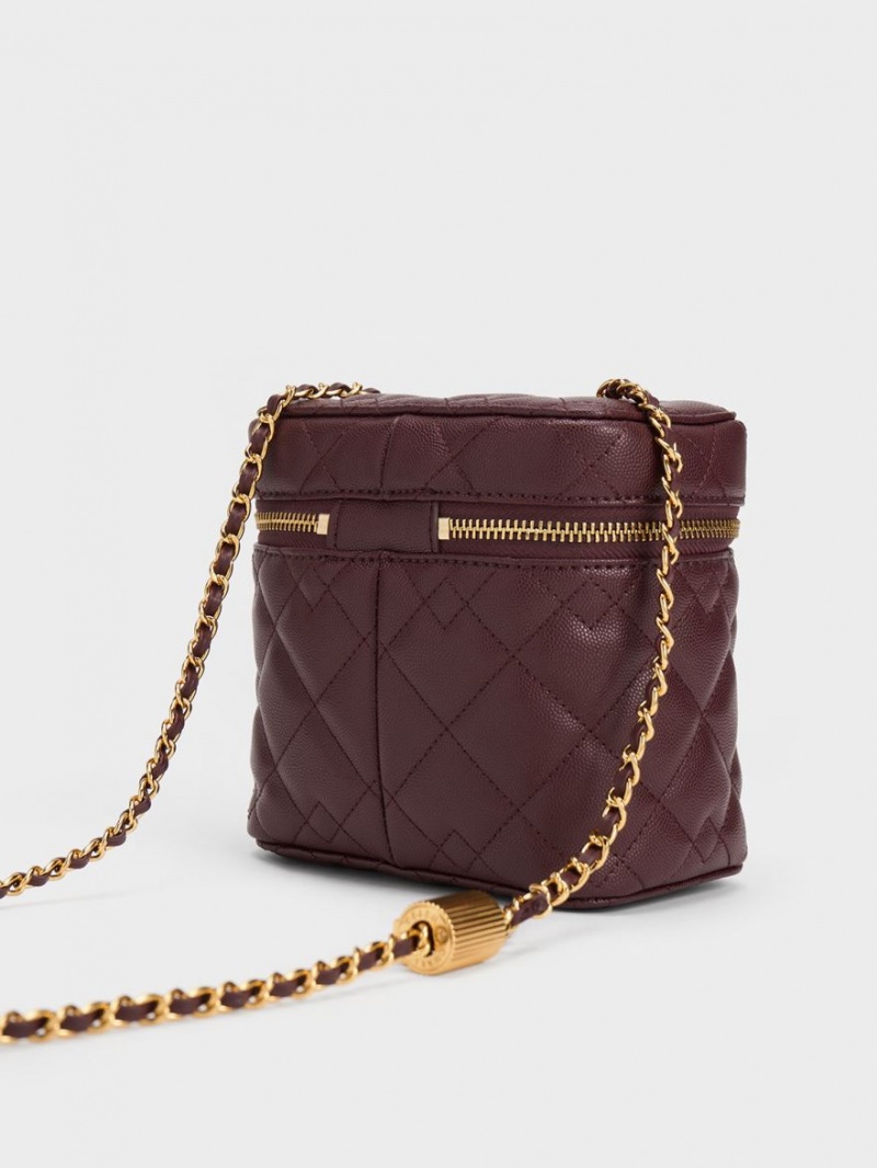 Charles And Keith Nezu Quilted Boxy Crossbody Bags Dark Chocolate | PHILIPPINES X380