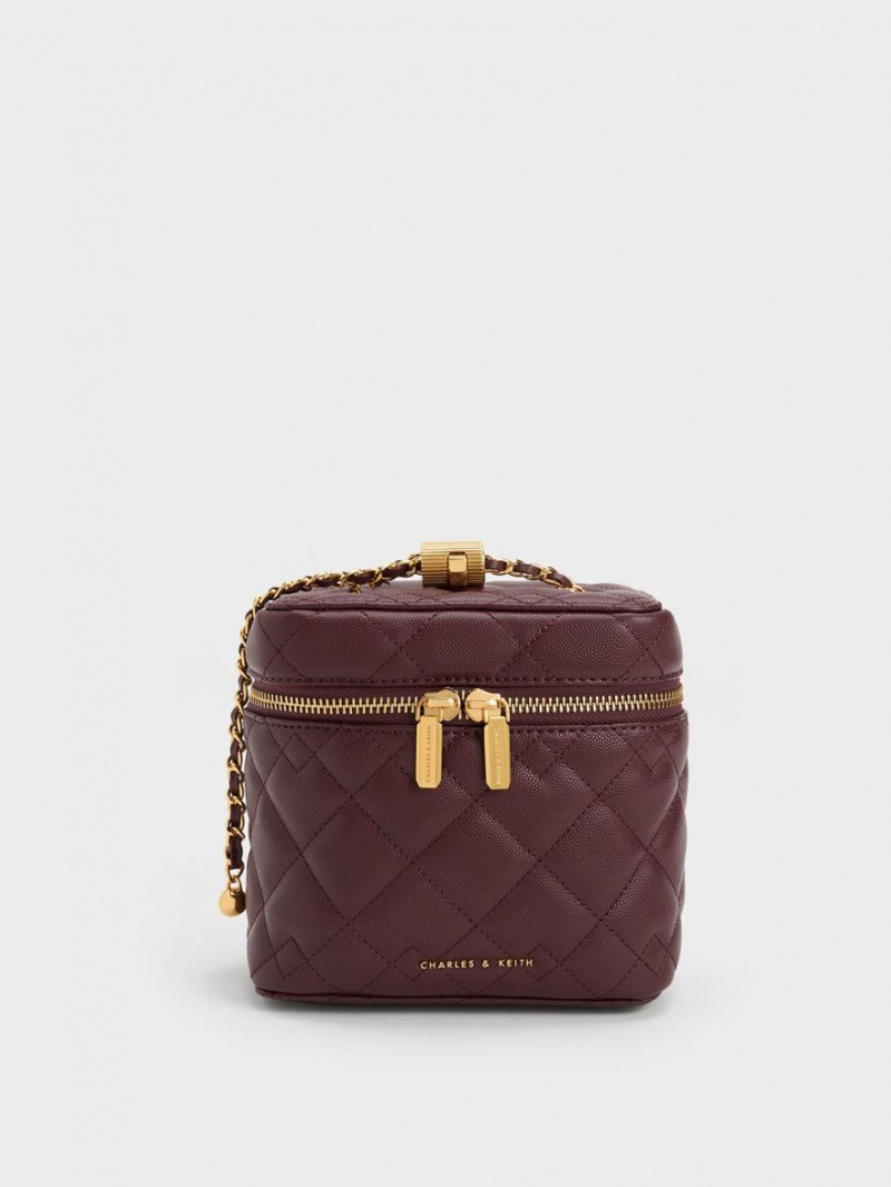 Charles And Keith Nezu Quilted Boxy Crossbody Bags Dark Chocolate | PHILIPPINES X380