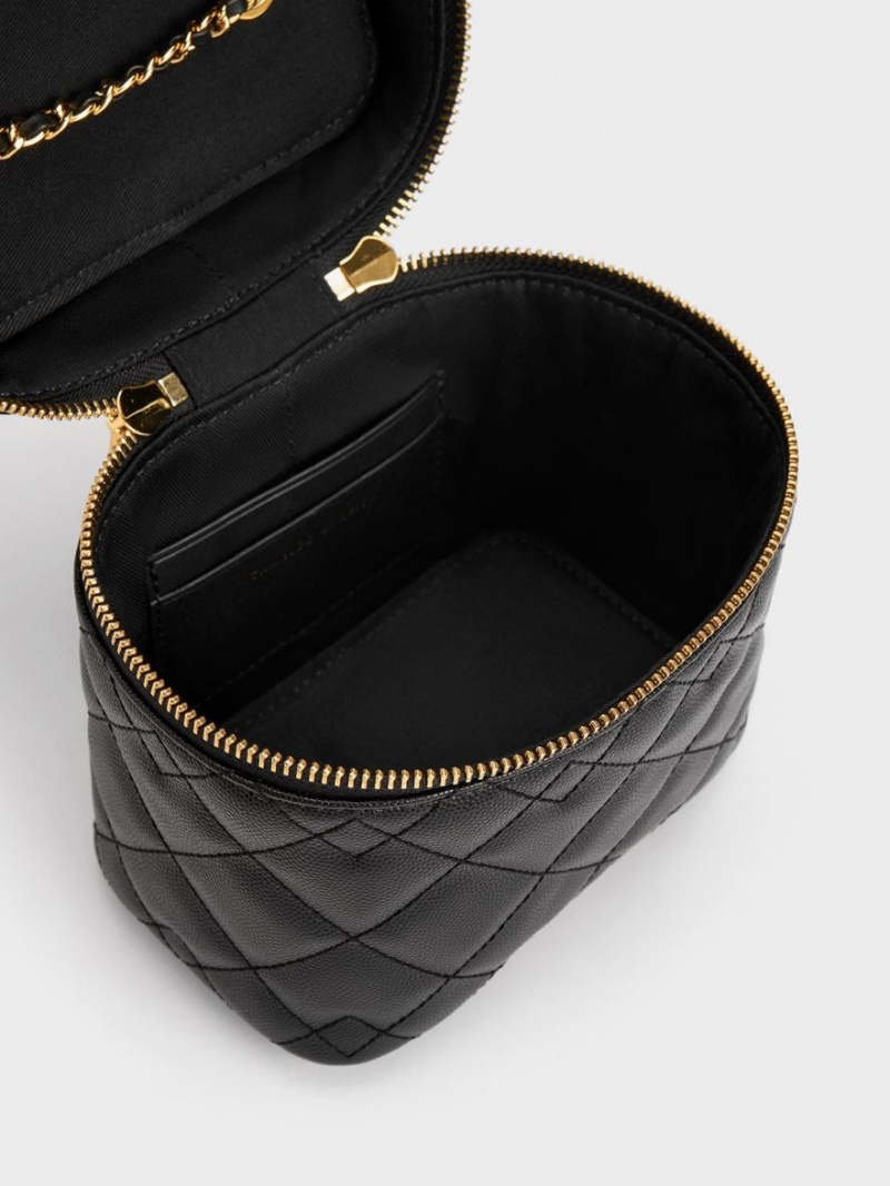 Charles And Keith Nezu Quilted Boxy Crossbody Bags Black | PHILIPPINES I264